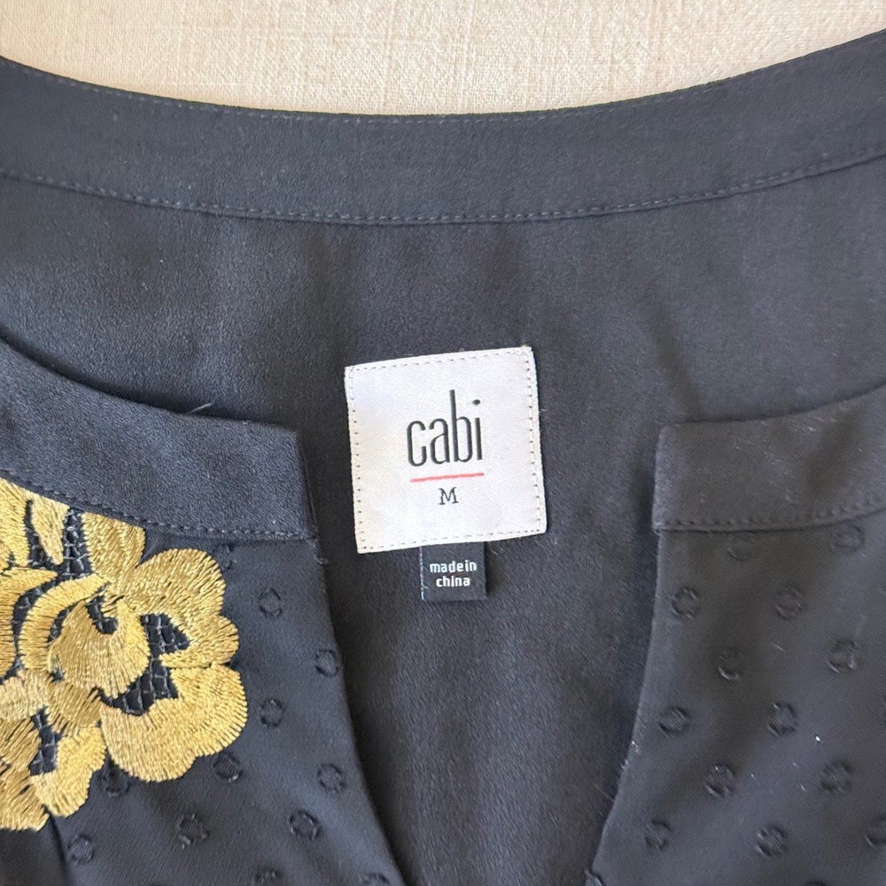 Cabi Dress Womens Medium Black Gold Floral Embroidered Shift Mini - Picture 4 of 10